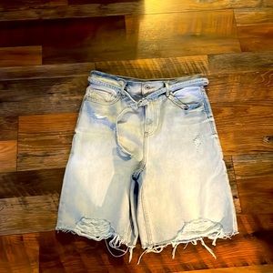 Light blue denim Bermuda shorts